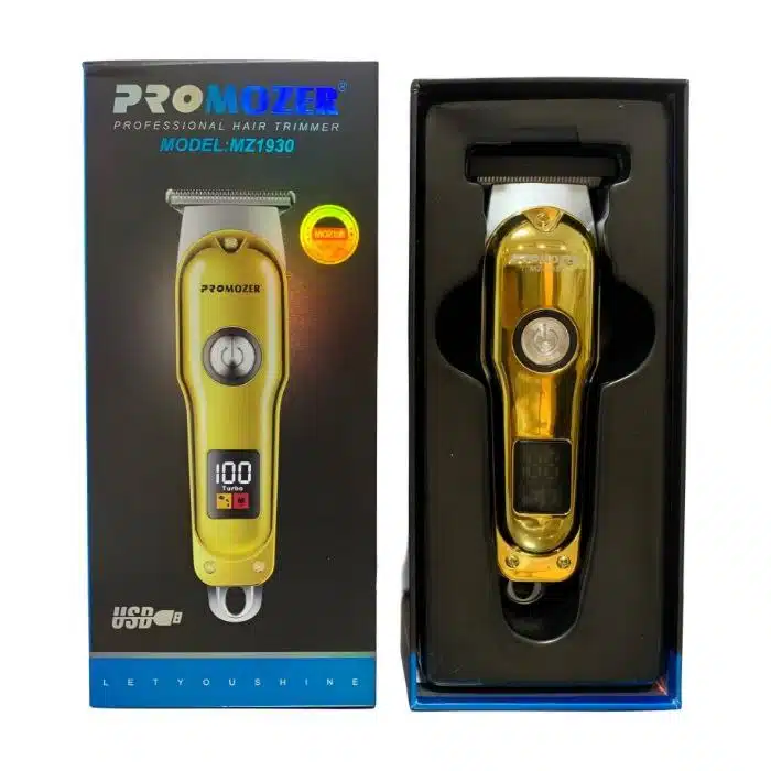 alt= ماشین اصلاح خط زن پروموزر MZ-1930 طلایی | تریمر Promozer Professional Hair Trimmer