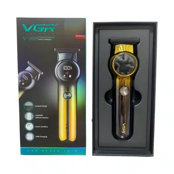 alt= ماشین اصلاح VGR V-989 | تریمر حرفه ای VGR با تیغه سرامیکی و شارژ USB