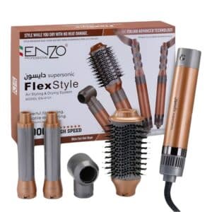 alt= سشوار و حالت دهنده مو ENZO FlexStyle EN-4131 | برس حرارتی 4 کاره بدون آسیب حرارتی فروشگاه رژ بانو