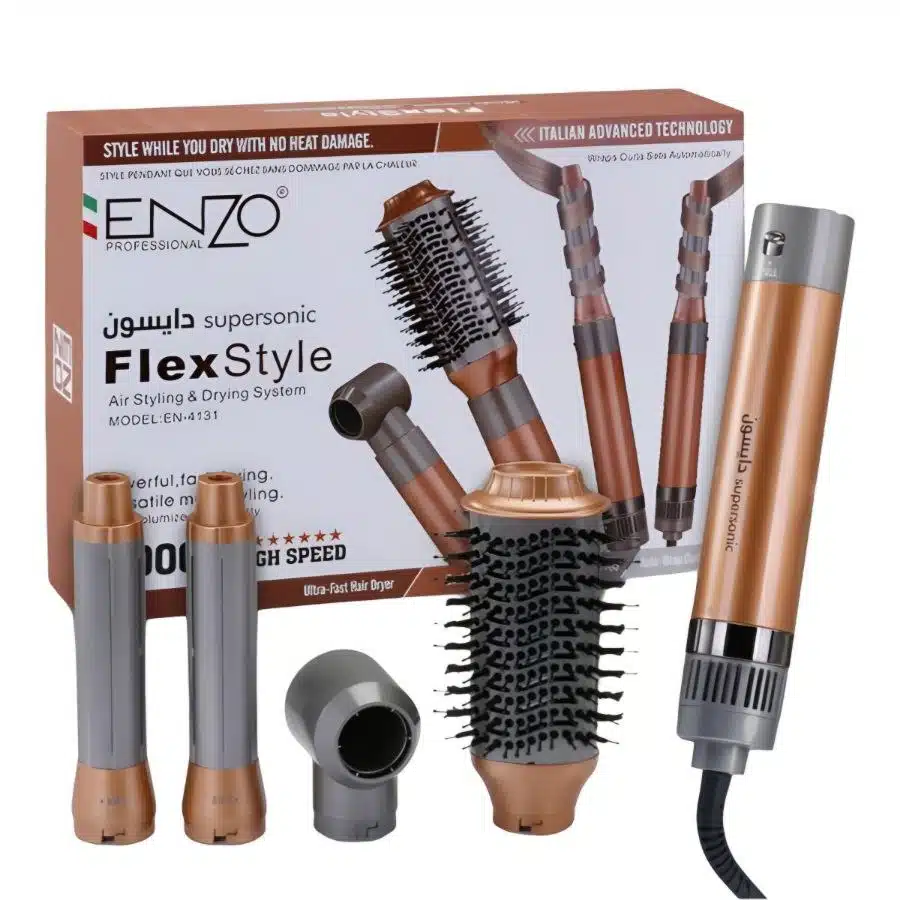 alt= سشوار و حالت دهنده مو ENZO FlexStyle EN-4131 | برس حرارتی 4 کاره بدون آسیب حرارتی فروشگاه رژ بانو