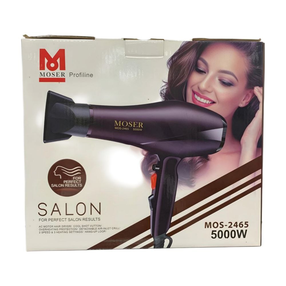 سشوار حرفه‌ای موزر (Moser Hair Dryer) 5000 وات مدل MOS-2465 - رژ بانو